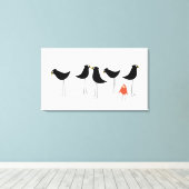 Schwarzer Vogelbesucher, weißer Hintergrund Leinwanddruck (Insitu (Holzboden))