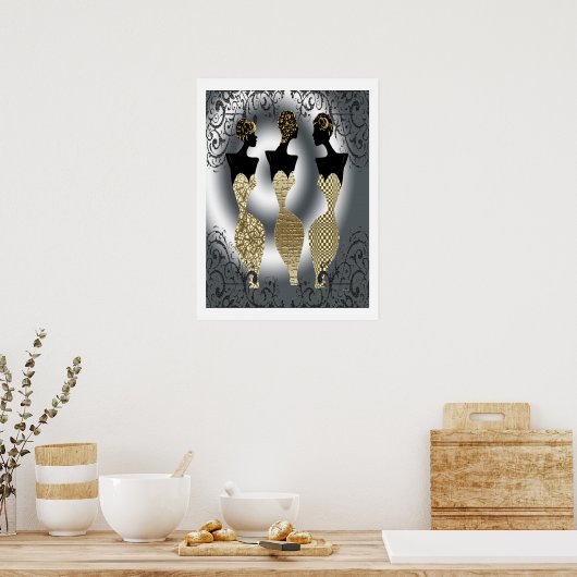 Schwarzer Vogue in Gold Poster (Küche)