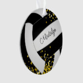 schwarzer Volleyball mit winzigen goldenen Sternen Ornament (Vorderseite)