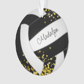 schwarzer Volleyball mit winzigen goldenen Sternen Ornament (Vorderseite)