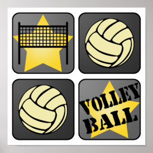 Schwarzer Volleyball Poster