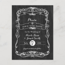 Schwarzer Wald und Weiße Vintage Hochzeit Save the Ankündigungspostkarte