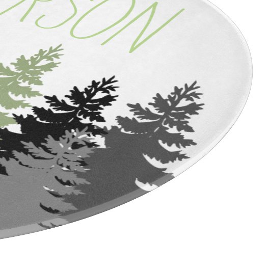 Schwarzer Waldholz-Kiefern-Baum-individueller Name Schneidebrett (Ecke)