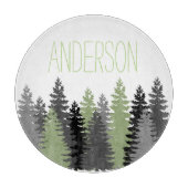 Schwarzer Waldholz-Kiefern-Baum-individueller Name Schneidebrett (Vorderseite)