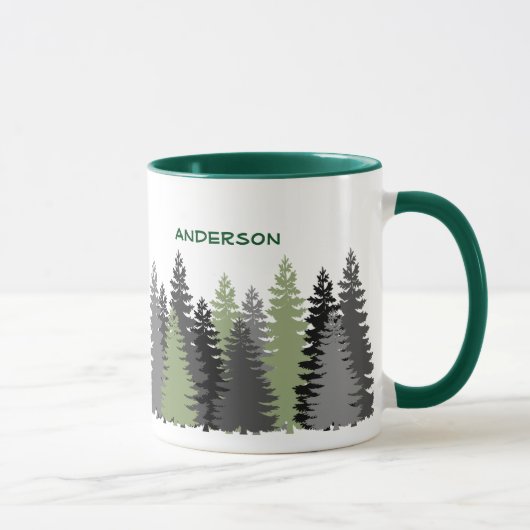 Schwarzer Waldkiefern-Baum-Holz-kundenspezifische Tasse (Rechts)