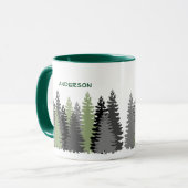 Schwarzer Waldkiefern-Baum-Holz-kundenspezifische Tasse (Vorderseite Links)