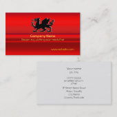 Schwarzer Waliser-Drache auf rotem Metallischblick Visitenkarte (Vorne/Hinten)
