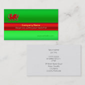 Schwarzer Walisischer Drache auf grünem metallisch Visitenkarte (Vorne/Hinten)