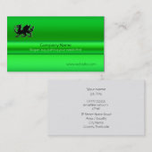 Schwarzer Walisischer Drache auf grünem metallisch Visitenkarte (Vorne/Hinten)