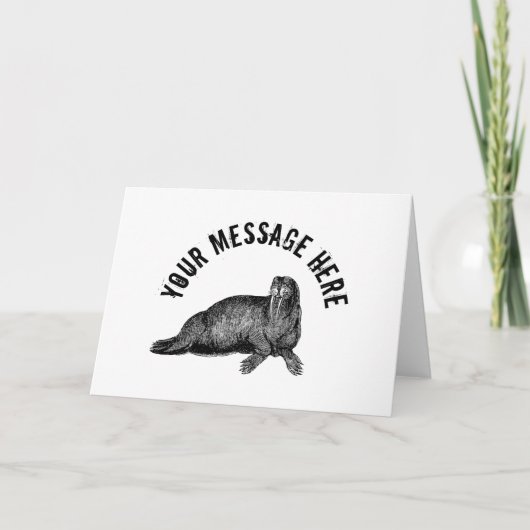 Schwarzer Walrus einfache Illustration Karte (Vorderseite)