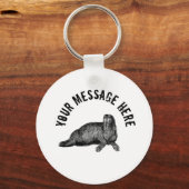 Schwarzer Walrus einfache Illustration Schlüsselanhänger (Vorderseite)