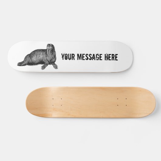 Schwarzer Walrus einfache Illustration Skateboard (Horizontal)