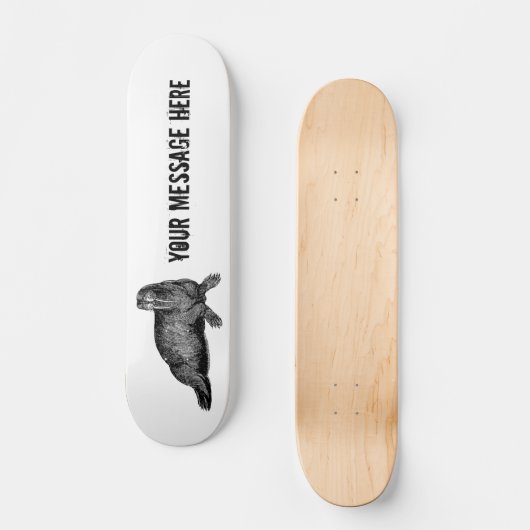 Schwarzer Walrus einfache Illustration Skateboard (Vorderseite)