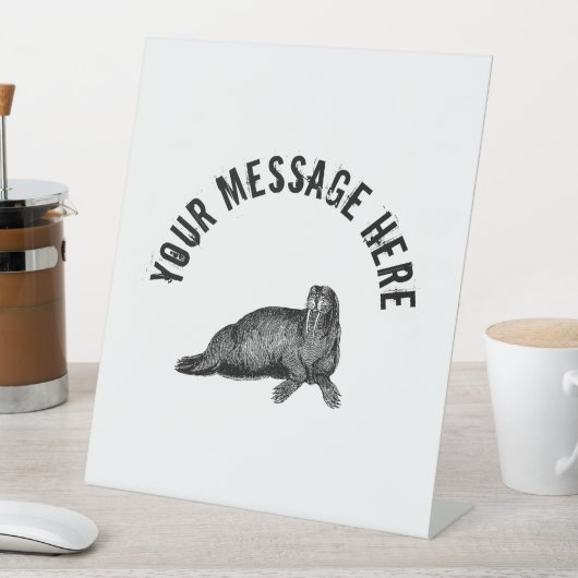 Schwarzer Walrus einfache Illustration Sockelschild (In Situ)