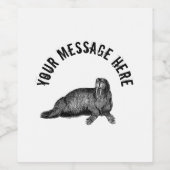 Schwarzer Walrus einfache Illustration Weinetikett (Einzelnes Label)