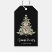 Schwarzer Wasserfarben-Weihnachtsbaum Geschenkanhänger (Vorderseite)