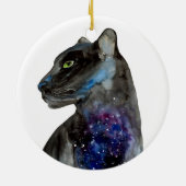 Schwarzer Wasserfarbenpanther - Tier Keramik Ornament (Hinten)