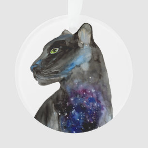 Schwarzer Wasserfarbenpanther - Tier Ornament