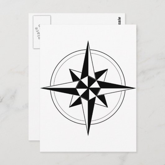 Schwarzer Wasserkompass Postkarte (Vorne/Hinten)