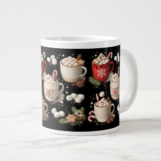 Schwarzer Weihnachts-Heißkakao-Becher Jumbo-Tasse