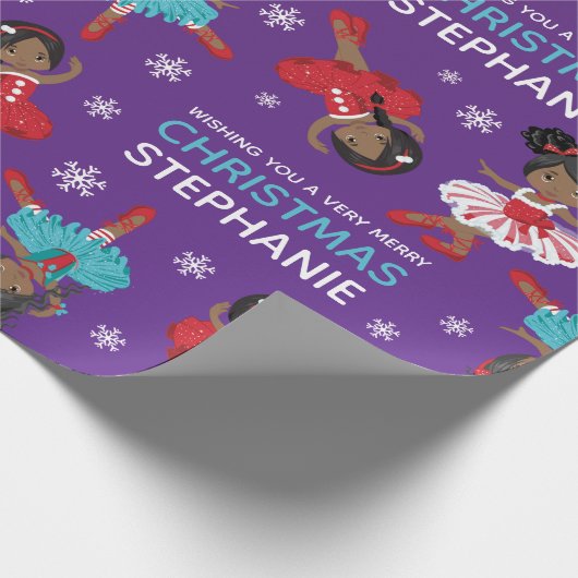 Schwarzer Weihnachtsballerina Geschenkpapier (Ecke)
