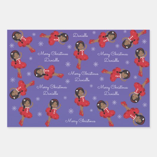 Schwarzer Weihnachtsballerina Geschenkpapier Set (Vorderseite 3)