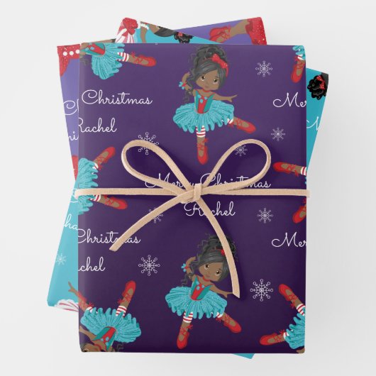Schwarzer Weihnachtsballerina Geschenkpapier Set (Beispiel)