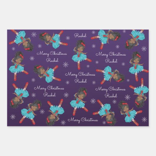 Schwarzer Weihnachtsballerina Geschenkpapier Set (Vorderseite)