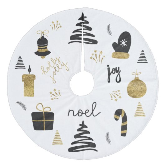 Schwarzer Weihnachtsbaum-Accessoires Fleece Weihnachtsbaumdecke (Vorderseite)