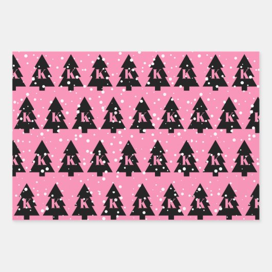 Schwarzer Weihnachtsbaum Geschenkpapier Set (Vorderseite)