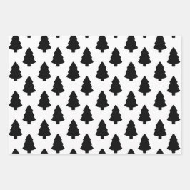 Schwarzer Weihnachtsbaum Geschenkpapier Set