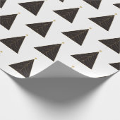 Schwarzer Weihnachtsbaum, Gold "String of Lights" Geschenkpapier (Ecke)