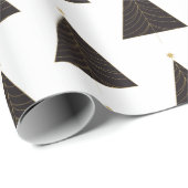 Schwarzer Weihnachtsbaum, Gold "String of Lights" Geschenkpapier (Rolleneckpunkt)