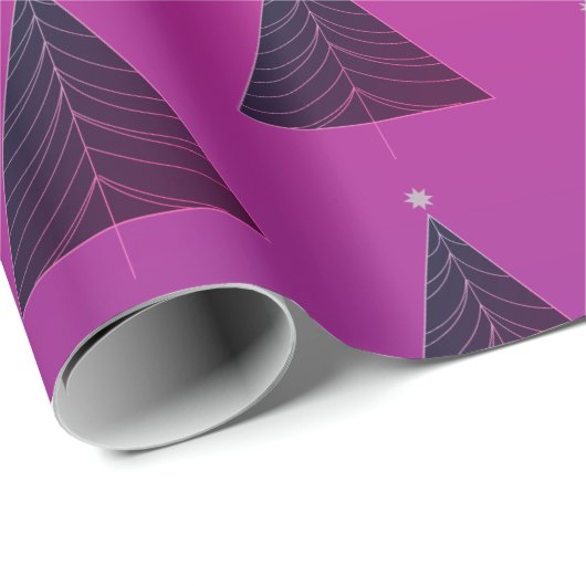 Schwarzer Weihnachtsbaum, heiß rosa Magenta Gradie Geschenkpapier (Rolleneckpunkt)