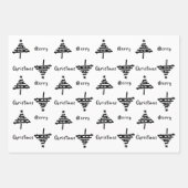 Schwarzer Weihnachtsbaum Imitate Silberner Glitzer Geschenkpapier Set (Vorderseite 3)