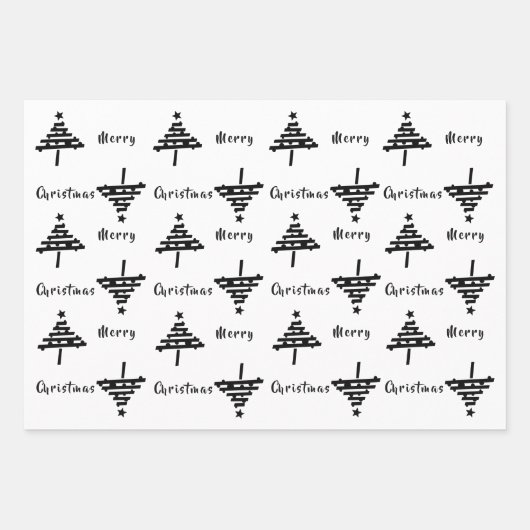 Schwarzer Weihnachtsbaum Imitate Silberner Glitzer Geschenkpapier Set (Vorderseite 3)