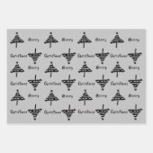 Schwarzer Weihnachtsbaum Imitate Silberner Glitzer Geschenkpapier Set (Vorderseite 2)
