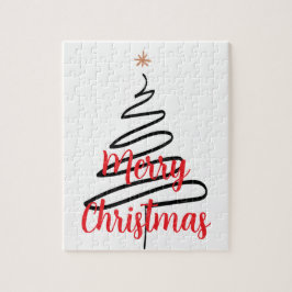 Schwarzer Weihnachtsbaum (PERSONALIZEABLE) Puzzle