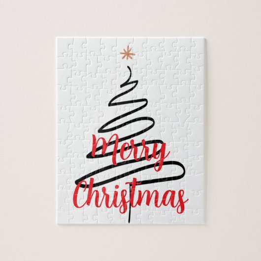 Schwarzer Weihnachtsbaum (PERSONALIZEABLE) Puzzle (Vertikal)