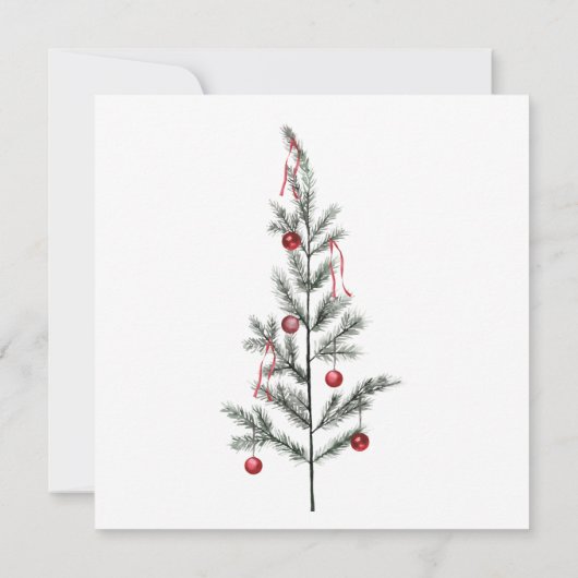 Schwarzer Weihnachtsbaum Red Green Winter Wedding Dankeskarte (Rückseite)