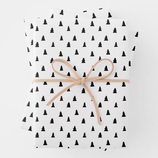 Schwarzer Weihnachtsbaum skandinavisches Muster Geschenkpapier Set (Beispiel)