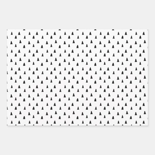 Schwarzer Weihnachtsbaum skandinavisches Muster Geschenkpapier Set (Vorderseite)