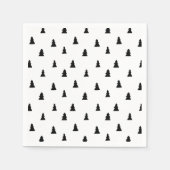 Schwarzer Weihnachtsbaum skandinavisches Muster Serviette (Vorderseite)