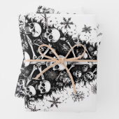 Schwarzer Weihnachtsbaum Skulls und Knochen 3 Kuns Geschenkpapier Set (Beispiel)