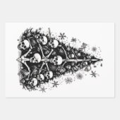 Schwarzer Weihnachtsbaum Skulls und Knochen 3 Kuns Geschenkpapier Set (Vorderseite)