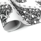 Schwarzer Weihnachtsbaum Skulpturen und Knochen Geschenkpapier (Rolleneckpunkt)