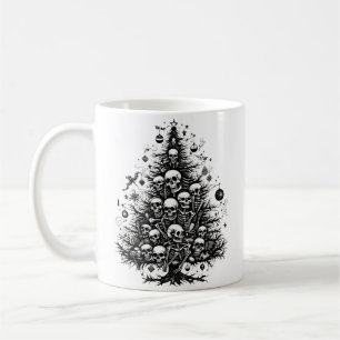 Schwarzer Weihnachtsbaum Skulpturen und Knochen Kaffeetasse