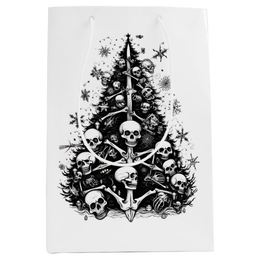 Schwarzer Weihnachtsbaum Skulpturen und Knochen Mittlere Geschenktüte (Vorderseite)