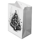 Schwarzer Weihnachtsbaum Skulpturen und Knochen Mittlere Geschenktüte (Rückseite Schrägansicht)