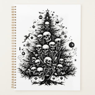 Schwarzer Weihnachtsbaum Skulpturen und Knochen Planer